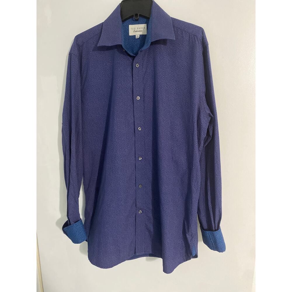 Ted Baker Endurance dress shirt men’s size 15 34/35 blue printed flip cuff